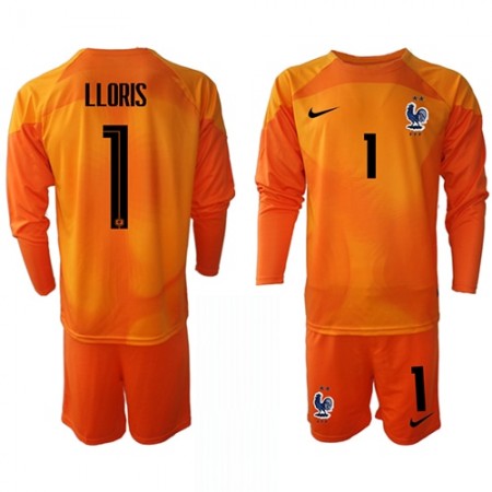 Camiseta de fútbol Francia Hugo Lloris 1 Portero Niño 1ª equipación Copa Mundo 2022 Manga Larga